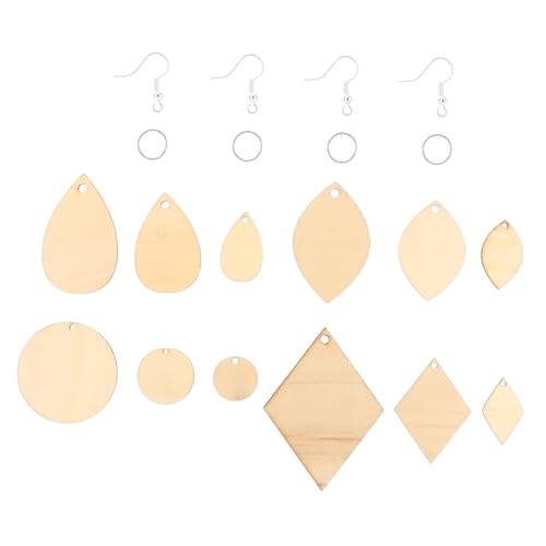 Hohopeti Teiliges DIY Holzohrring mit Blanko Holzanhängern Ohrhaken und Offenen Ringen Natürliche Holzcharms zum Selbermachen von Ohrsteckern Bastelzubehör für Individuellen Schmuck von Hohopeti