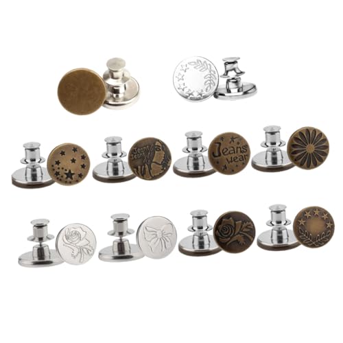 Hohopeti Verstellbare Abnehmbare Jeansknöpfe aus Robustem Metall No sew Glatte Oberfläche Vielseitig für Jeans Mäntel und DIY hosenbund Enger Machen von Hohopeti