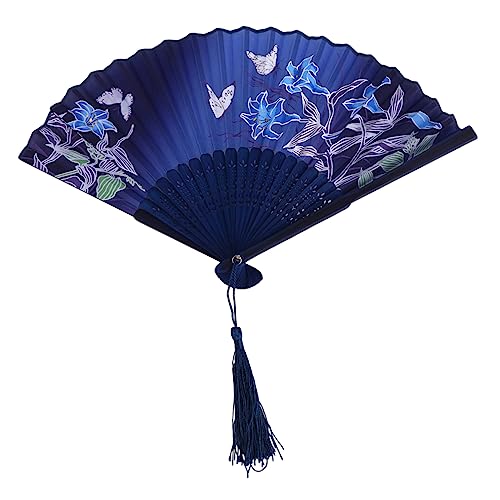 Hohopeti Vintage Faltfächer Handfächer mit Blumenmuster Faltbarer Geräuschloser Handfächer für Damen Eleganter Chinesischer Tanz und Party Fächer Tragbar und Platzsparend von Hohopeti
