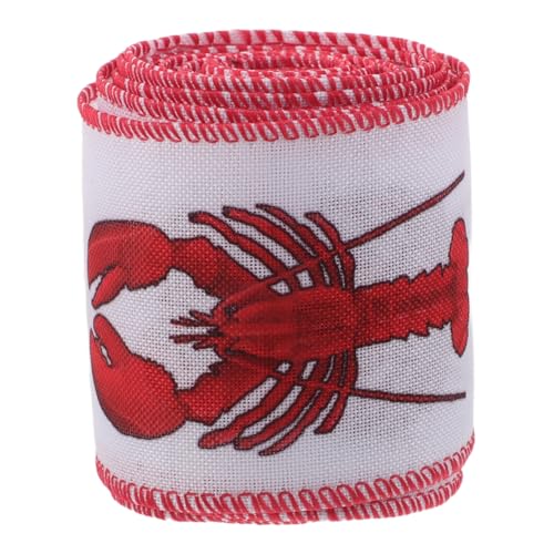Hohopeti Wired Edge Grosgrain Ribbon mit Hummermotiv Yards Polyester Schleifenband zum Basteln Geschenkverpackung Blumensträuße Dekoration Langlebig Flexibel Vielseitig von Hohopeti