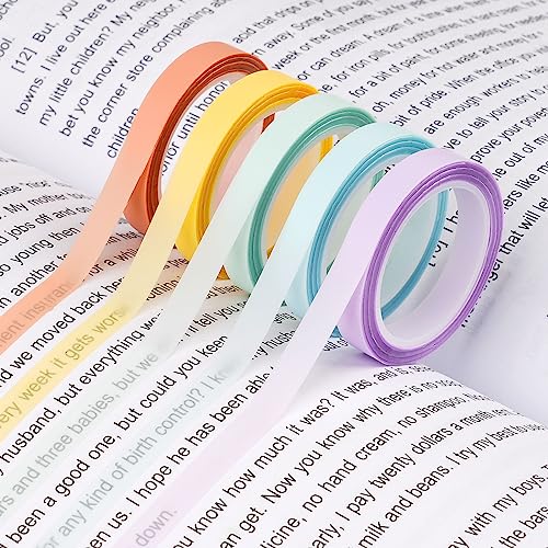 Hoiny 10 Rollen Haftnotizen, Transparente Haftnotizen Klebezettel, Highlight Strips, Fluoreszierende Haftstreifen, Pastell Haftnotizen, Textmarker Klebeband für Notizen, Bücher (5M/Rollen) von Hoiny