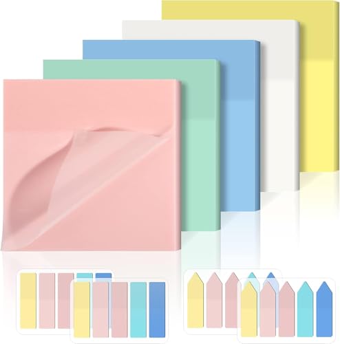 650 Blätter Transparente Haftnotizen, Selbstklebende Bunte Transparent Sticky Notes, Wiederbeschreibbar Durchsichtige Sticky Notes, Clear Sticky Notes für Seitenmarkierung Schule Büro Küche Hause von Hoiny