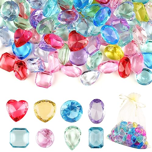 Diamanten Deko, Bunt Acryl Kristallsteine mit Organzabeutel, Brillanten Streudeko Diamanten für Hochzeit Tisch Grußkarten Telefon (24mm) von Hoiny