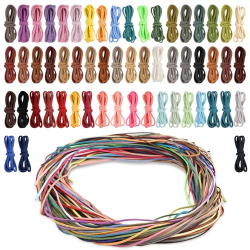 Lederband für Ketten, 60M Lederschnüre, Lederbänder, Lederschnur, Faux Wildleder Schnur in 60 Farben, Lederbänder zum Basteln, Lederband Flach für DIY Armband Halskette Schmuck, Kunsthandwerk Lederband für Ketten, 60M Lederschnüre, Lederbänder, Lederschnur, Faux Wildleder Schnur in 60 Farben, Lederbänder zum Basteln, Lederband Flach für DIY Armband Halskette Schmuck, Kunsthandwerk von Hoiny