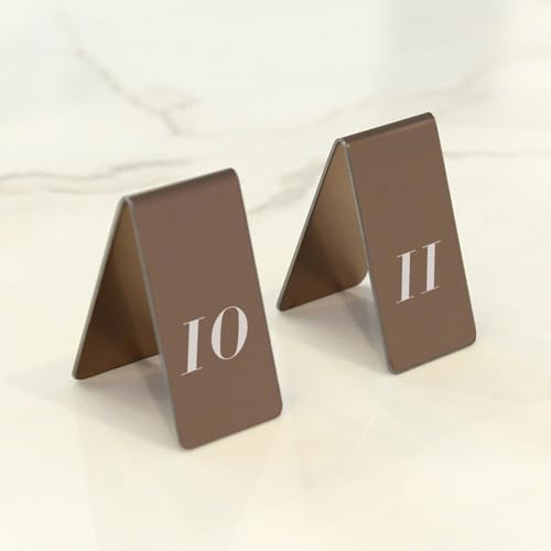 10 Stück Edelstahl Tischnummern Hochzeit Sitzplan Tischkarten Nummer 1-10 Für, Bankett, Service, Restaurants Und Bars, Tischaufsteller Schild, Doppelseitige Platzkarten(Coffee Color,51~60) von Hoiweqr