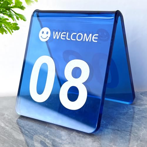 Acryl Tischnummernhalter, Acryl Hochzeits Tischnummern, Doppelseitig mit Diagonalem Design – 5mm Dickes und Langlebiges Acryl - Stapelbar - Für Cafés, Bars, Restaurants, Hotels(Blue,51-60) von Hoiweqr