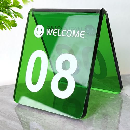 Acryl Tischnummernhalter, Acryl Hochzeits Tischnummern, Doppelseitig mit Diagonalem Design – 5mm Dickes und Langlebiges Acryl - Stapelbar - Für Cafés, Bars, Restaurants, Hotels(Green,1-10) von Hoiweqr