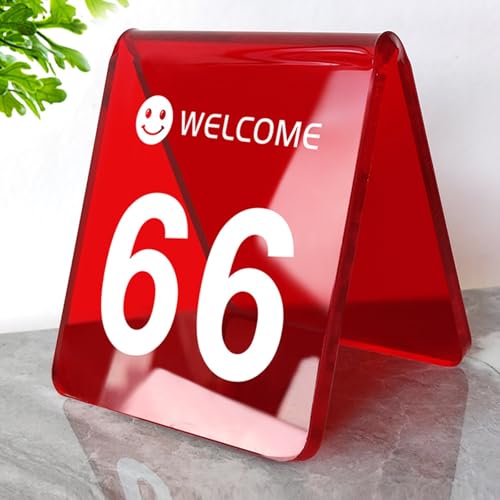 Acryl Tischnummernhalter, Acryl Hochzeits Tischnummern, Doppelseitig mit Diagonalem Design – 5mm Dickes und Langlebiges Acryl - Stapelbar - Für Cafés, Bars, Restaurants, Hotels(Red,21-30) von Hoiweqr