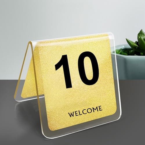 Acryl Tischnummernschild, Restaurant Tischkarte, Kreative Sitzplatznummer, Doppelseitige Anzeigetafel, 1-100 Nummernschild, Abholschild für Essen, Langlebig & individuell anpassbar(Gold,91-100) von Hoiweqr