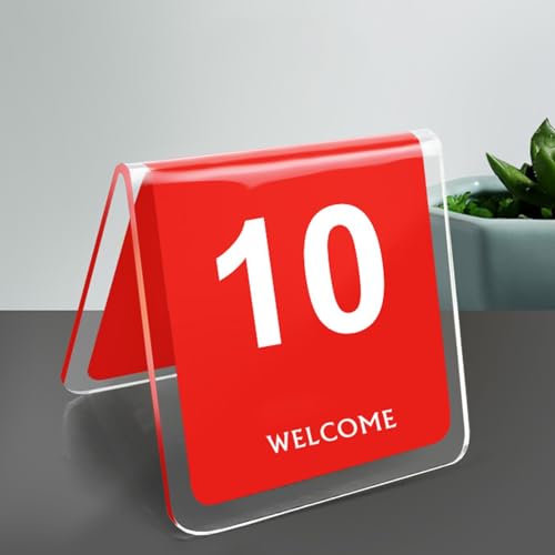 Acryl Tischnummernschild, Restaurant Tischkarte, Kreative Sitzplatznummer, Doppelseitige Anzeigetafel, 1-100 Nummernschild, Abholschild für Essen, Langlebig & individuell anpassbar(Red,11-20) von Hoiweqr