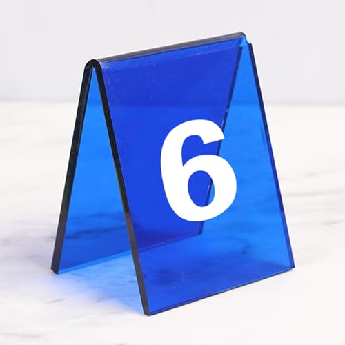 Acryl V-förmige Tischnummernhalterung - Doppelseitige Ins-Style Restaurant Tischkartenhalter mit Winkeldesign, Beweismarker Tatortmarker Themen Für Kinder Und Erwachsene, Set von 6(Blue,19-24) von Hoiweqr