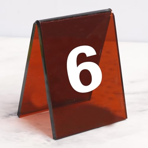 Acryl V-förmige Tischnummernhalterung - Doppelseitige Ins-Style Restaurant Tischkartenhalter mit Winkeldesign, Beweismarker Tatortmarker Themen Für Kinder Und Erwachsene, Set von 6(Brown,7-12) von Hoiweqr