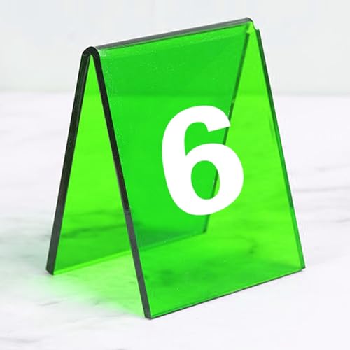 Acryl V-förmige Tischnummernhalterung - Doppelseitige Ins-Style Restaurant Tischkartenhalter mit Winkeldesign, Beweismarker Tatortmarker Themen Für Kinder Und Erwachsene, Set von 6(Green,61-66) von Hoiweqr