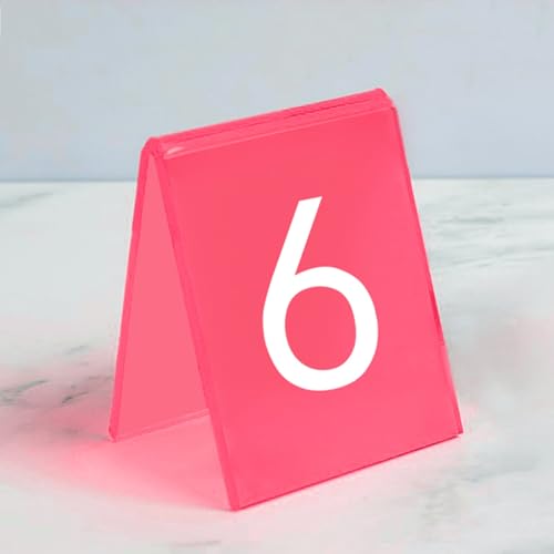 Acryl V-förmige Tischnummernhalterung - Doppelseitige Ins-Style Restaurant Tischkartenhalter mit Winkeldesign, Beweismarker Tatortmarker Themen Für Kinder Und Erwachsene, Set von 6(Pink,25-30) von Hoiweqr