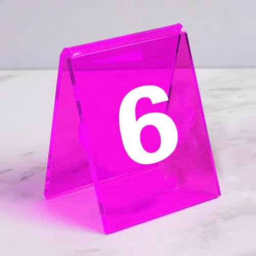 Acryl V-förmige Tischnummernhalterung - Doppelseitige Ins-Style Restaurant Tischkartenhalter mit Winkeldesign, Beweismarker Tatortmarker Themen Für Kinder Und Erwachsene, Set von 6(Purple,97-102) von Hoiweqr