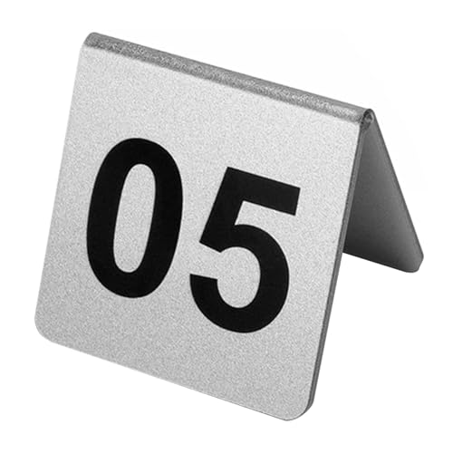 Edelstahl gebürstetes doppelseitiges Tischnummernschild - Handgefertigtes Restaurant-Tischschild mit abgerundeten Ecken für Hotel, Büro Tischnummern Hochzeit Platzkarten (Silber)(1-10) von Hoiweqr