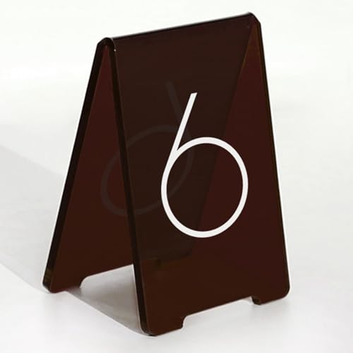 Hochwertige V-förmige Acryl Tischnummernhalterung, Kratzfeste Oberfläche, Wiederverwendbares Zeltdesign Doppelseitig für Restaurant oder Events, Platzkarten Hochzeit Tischnummernkarten(Brown,109-114) Hochwertige V-förmige Acryl Tischnummernhalterung, Kratzfeste Oberfläche, Wiederverwendbares Zeltdesign Doppelseitig für Restaurant oder Events, Platzkarten Hochzeit Tischnummernkarten(Brown,109-114) von Hoiweqr