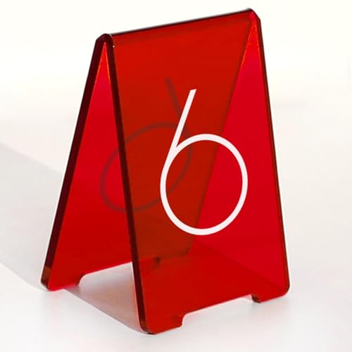 Hochwertige V-förmige Acryl Tischnummernhalterung, Kratzfeste Oberfläche, Wiederverwendbares Zeltdesign Doppelseitig für Restaurant oder Events, Platzkarten Hochzeit Tischnummernkarten(Red,7-12) von Hoiweqr