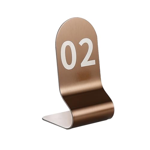 Hoiweqr 10 Stück Tischnummern 1-10 Doppelseitige Zahlenkarten, Tischnummern Tischschilder Restaurant-Nummern für Tische, Edelstahl Schilder Rahmen/Ständer für Cafés Bars(Gold,51~60) von Hoiweqr
