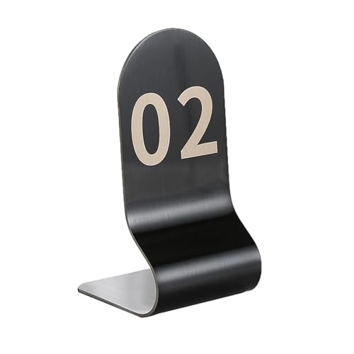 Hoiweqr 10 Stück Tischnummern 1-10 Doppelseitige Zahlenkarten, Tischnummern Tischschilder Restaurant-Nummern für Tische, Edelstahl Schilder Rahmen/Ständer für Cafés Bars(Noir,71~80) von Hoiweqr