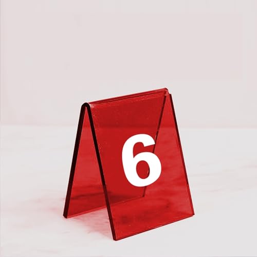 Hoiweqr 10stücke Förmige Acryl Tischnummern Wiederverwendbare Tischmarker for Restaurant Und Veranstaltungen, Doppelseitig Nummerierte Tischnummern 1–10 Zelte, Tatortdekorationen(Red,20~30) von Hoiweqr