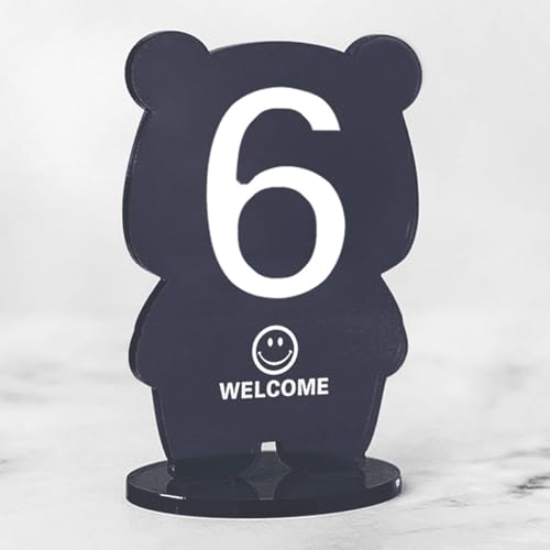 Hoiweqr Acryl-Tischnummernhalter, kreativer Cartoon-Bären-Stil im Ins-Look, Wiederverwendbare Empfangsdekoration, Tischkarte & Sitzplatzschild für Restaurant, Café, Takeaway-Theke(Grey,97-102) von Hoiweqr