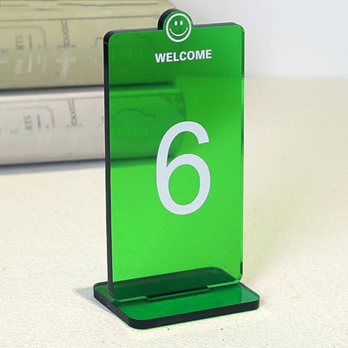 Hoiweqr Acryl Tischnummernhalter für Restaurants - klare Tischnummer Zeichen - Modernes Rechteckiges Design, 5cm Dicke Tischkarte für Cafés, Gastronomie, Weddings Bankett, Restaurants(Green,49-54) von Hoiweqr