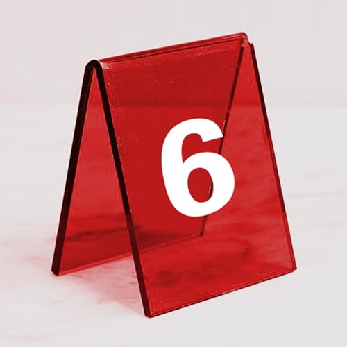 Hoiweqr Acryl V-förmige Tischnummernhalterung - Doppelseitige Ins-Style Restaurant Tischkartenhalter mit Winkeldesign, Beweismarker Tatortmarker Themen Für Kinder Und Erwachsene, Set von 6(Red,31-36) von Hoiweqr