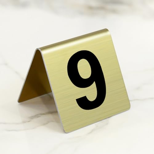 Hoiweqr Tischschilder/Tischkarten/Platzkarten/Tischnummernschilder Edelstahl Stapelbare Tischnummern, 1 Bis 10, Doppelseitige Zahlen, Zahlen Tischkarten Restaurants Platzkarten(Gold,81~90) von Hoiweqr