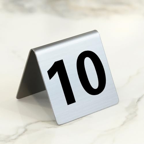 Hoiweqr Tischschilder/Tischkarten/Platzkarten/Tischnummernschilder Edelstahl Stapelbare Tischnummern, 1 Bis 10, Doppelseitige Zahlen, Zahlen Tischkarten Restaurants Platzkarten(Silver,21~30) von Hoiweqr