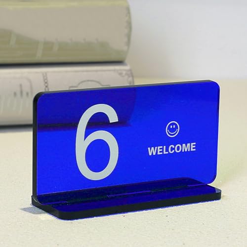 Klar Acryl Tischnummernhalter, Hochzeit Tischnummern Schilder Acryl, Dickes Rechteckiges Modernes Design für Restaurants, Cafés, Imbiss, Tischkarte, Acryl Schild mit Ständer(Blue,85-90) von Hoiweqr
