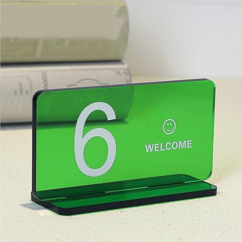 Klar Acryl Tischnummernhalter, Hochzeit Tischnummern Schilder Acryl, Dickes Rechteckiges Modernes Design für Restaurants, Cafés, Imbiss, Tischkarte, Acryl Schild mit Ständer(Green,97-102) von Hoiweqr