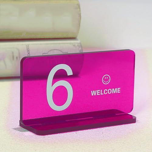 Klar Acryl Tischnummernhalter, Hochzeit Tischnummern Schilder Acryl, Dickes Rechteckiges Modernes Design für Restaurants, Cafés, Imbiss, Tischkarte, Acryl Schild mit Ständer(Purple,61-66) von Hoiweqr