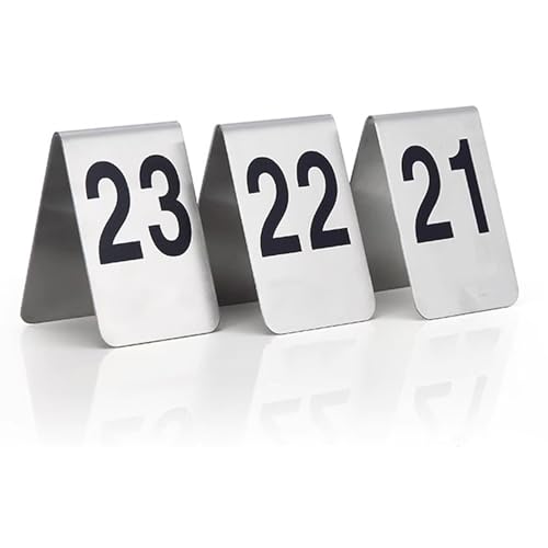 Tischnummern, Tischnummernschilder Aus Edelstahl (1-100) Für Restaurants, Tischnummernhalter für Tischnummern Im Zeltstil für Hochzeiten, Restaurants, Cafés, Partys(61~70,6x7.5cm/2.3x2.9in) von Hoiweqr