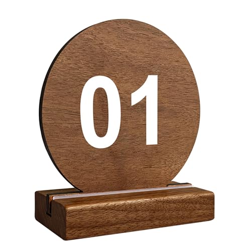 Tischnummern Aus Holz Dekoration Tischschilder Mit Sockelhalter Wiederverwendbare Empfangsdekoration Sitzplan Rustikale Tischnummern in Zeltform aus Holz für Hochzeiten, Tischdekorationen(Walnut) von Hoiweqr
