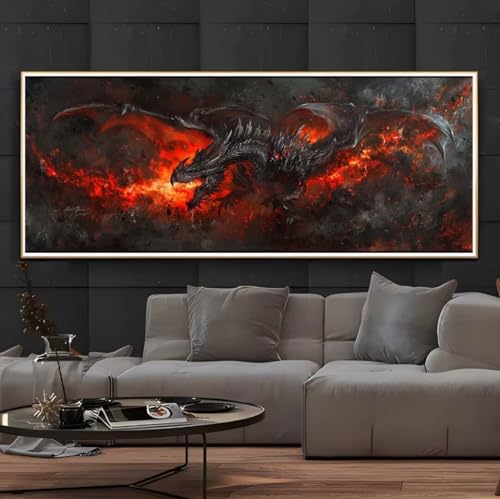 Diamond Painting Drache Tier Diamond Painting Erwachsene 5D Diamant Painting Bilder Erwachsene Kinder, DIY Diamond Painting Set Strass Stickerei Malerei für Home Wand Dekor Geschenke 140x70cm -286BD von Hojoomo