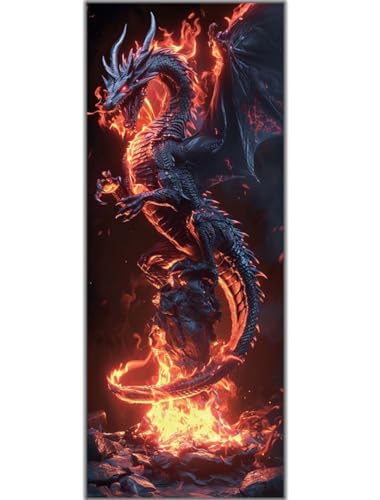 Diamond Painting Feuer Drache - Groß XXL 80 X 40cm, DIY Diamant Bilder, 5D Erwachsene, Daiments Crafts, Haus Wand Dekoration -595FC von Hojoomo