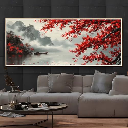 Diamond Painting Japan Landschaft Diamond Painting Erwachsene 5D Diamant Painting Bilder Erwachsene Kinder, DIY Diamond Painting Set Strass Stickerei Malerei für Home Wand Dekor Gifts 120x60cm -186BD von Hojoomo