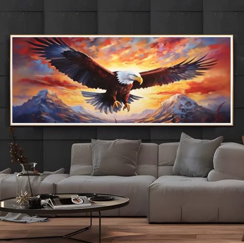 Diamond Painting Vogel Adler Diamond Painting Erwachsene 5D Diamant Painting Bilder Erwachsene Kinder, DIY Diamond Painting Set Strass Stickerei Malerei für Home Wand Dekor Geschenke 120x40cm -251BD von Hojoomo