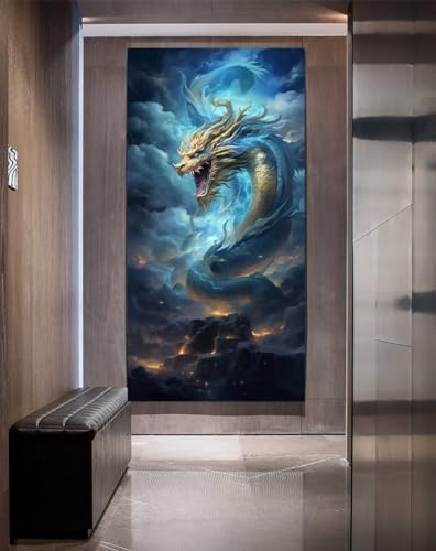 Tier Drache Diamond Painting, Malen Nach Zahlen Erwachsene, 5D Diamond Painting Erwachsene, Diamant Painting Bilder Kinder, DIY Daiming Panting Crystal Arts, Home Wand Deko Gifts 100 X 200 cm，a247 von Hojoomo