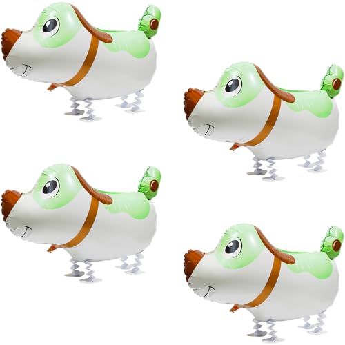 Niedlicher grüner Hunde-Ballon, lustiger Luftspaziergänger, Bauernhof, Tier, Hundeballon, 4 Stück, 4D-Cartoon-Welpen-Luftballons, Avocado-Hunde-Party-Dekoration für Geburtstag, Hochzeit, Babyparty von Hokilands