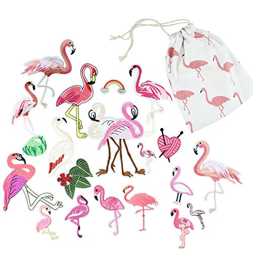 Pink Flamingo Applikation Patches Aufnähen Aufbügeln für Jeans, Kleidung, Jacken, Kleider, Hüte, 18 Stück sortierte DIY Stickerei-Flicken Aufkleber Kit zur Dekoration, mit Flamingo-Aufbewahrungstasche Pink Flamingo Applikation Patches Aufnähen Aufbügeln für Jeans, Kleidung, Jacken, Kleider, Hüte, 18 Stück sortierte DIY Stickerei-Flicken Aufkleber Kit zur Dekoration, mit Flamingo-Aufbewahrungstasche von Hokilands
