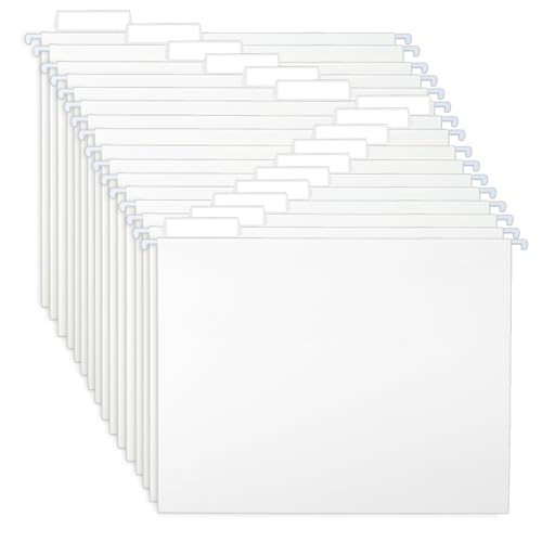 Hokoad Hängemappen in Briefgröße, Hängemappen mit 1/5-Schnitt-Etiketten-Tabs, Hängemappen mit Registerkarten für Aktenschrank, Hängemappen, Büro, Schule, Desktop-Aktenaufbewahrung (weiß), 30 Stück von Hokoad