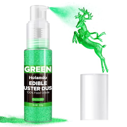 Essbarer Glitzer Spray Grün, 22g Lebensmittel Essbares Glitzer für GeträNke, Geschmacklos Essbare Glitzerpulver, Lebensmittel Pulver für Stitch Tortendeko, Fondant, Cocktails, Drinks Decor, Cupcakes von Holamdo