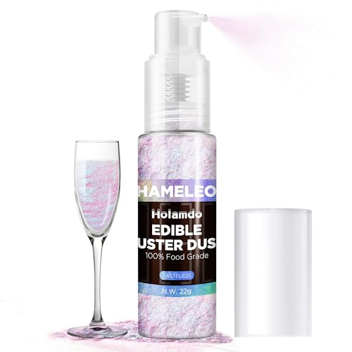 Essbarer Glitzer Spray Irisierend, 22g Lebensmittel Essbares Glitzer für GeträNke, Geschmacklos Essbare Glitzerpulver, Lebensmittel Pulver für Stitch Tortendeko, Fondant, Cocktails, Drinks Decor von Holamdo