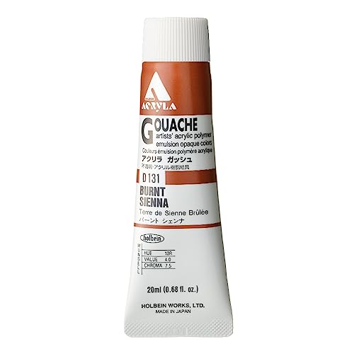 Holbein Acryla Gouache Artists Acrylic Polymer Emulsion, 20ml Burnt Sienna (D131) von Holbein
