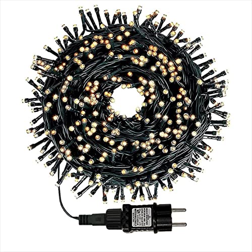 HoldOneLight-Led-Cluster-Lichterkette-Strombetrieb Deko für Innen Außen Garten Weihnachtsbaum (500LED 10m lang, Warmweiss) von HoldOneLight