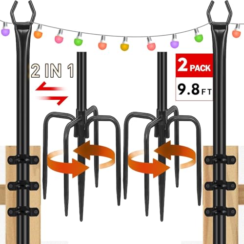 String Light Pole für Deck - 2 Pack 9.8FT für außen hängenden Stahl String Pole für Outdoor-Dekoration Garten, Hinterhof, Terrasse Beleuchtung Stand für Parteien, Weihnachten, Hochzeit String Light Pole für Deck - 2 Pack 9.8FT für außen hängenden Stahl String Pole für Outdoor-Dekoration Garten, Hinterhof, Terrasse Beleuchtung Stand für Parteien, Weihnachten, Hochzeit von HoldOneLight