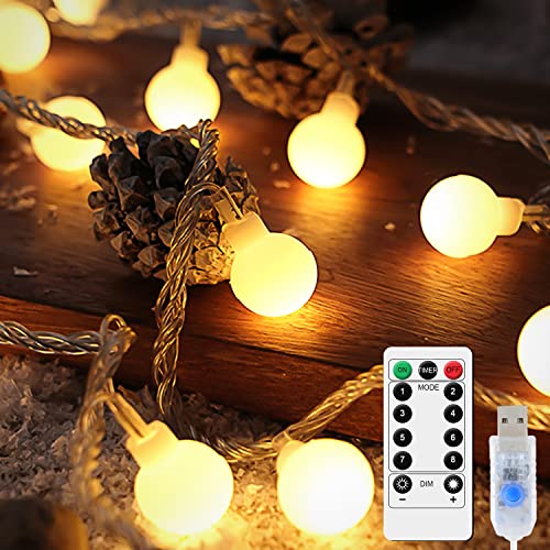 LED Kugel Lichterkette, 5 M 50 LED Globe Lichterkette Warmweiß 8 Modi USB LED Kugel Lichtkette IP67 Wasserdicht LED Lichterkette mit Fernbedienung Beleuchtung Weihnachten Lichtketten LED Kugel Lichterkette, 5 M 50 LED Globe Lichterkette Warmweiß 8 Modi USB LED Kugel Lichtkette IP67 Wasserdicht LED Lichterkette mit Fernbedienung Beleuchtung Weihnachten Lichtketten von Holdden