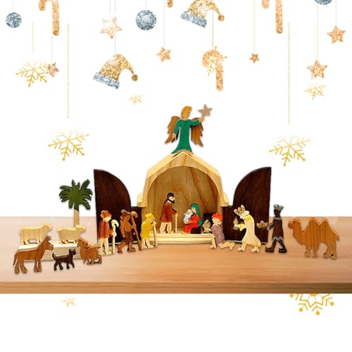 17 Traditionelle Weihnachtskrippe aus Holz, Basteln Krippe Set Holzfiguren, Krippe für Wohnzimmer Bauernhaus 17 Traditionelle Weihnachtskrippe aus Holz, Basteln Krippe Set Holzfiguren, Krippe für Wohnzimmer Bauernhaus von Holdes